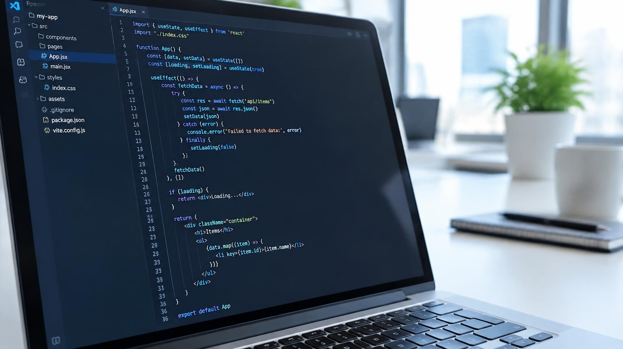 Close-up of code on a laptop screen