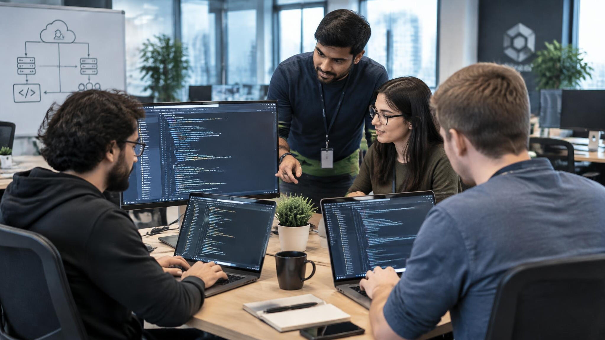 team of programmers in modern office